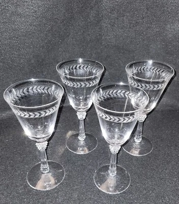 4 Fostoria Laurel Wreath wine glasses - Image 1 of 3