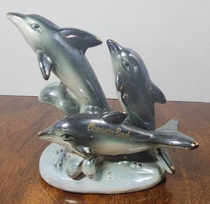 Delfin Figuren Skulptur Klarwasser Strand FL glänzend irisierend grün Wohndeko - Bild 1 von 8