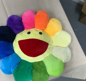 Sunflower Rainbow Cushion Pillow Plush Reversible 17" NEW - Picture 1 of 3