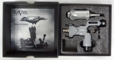 Máquina de tatuaje giratoria Raven negra y gris ajustador de golpe de un toque motor de 8 V Foto 1 de 4