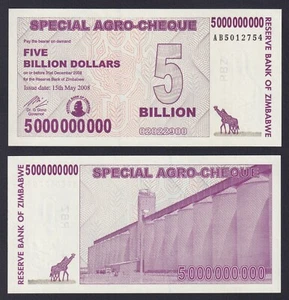 Zimbabwe 5 Billion Dollars 2008 P 61 Fds / UNC - Picture 1 of 1