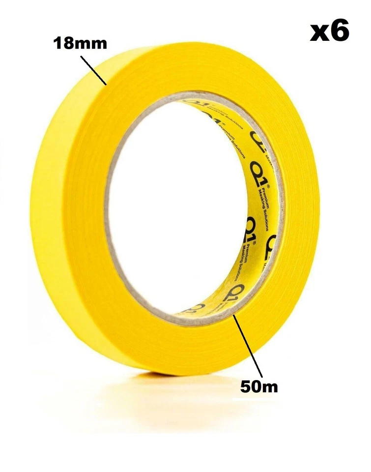 6x Q1 PREMIUM AUTOMOTIVE MASKING TAPE - 18mm x 50m - FAST DELIVERY - Image 1 of 1