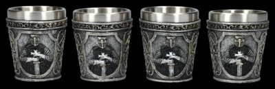 4er Set Schnapsbecher Ritter schwarz - Mittelalter - Mottoparty Stamperl 50 ml - Bild 1 von 4