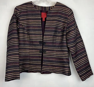 JS Collections Womens Blazer Sz 10 Evening Event Jacket Striped Metallic Party - Picture 1 of 7