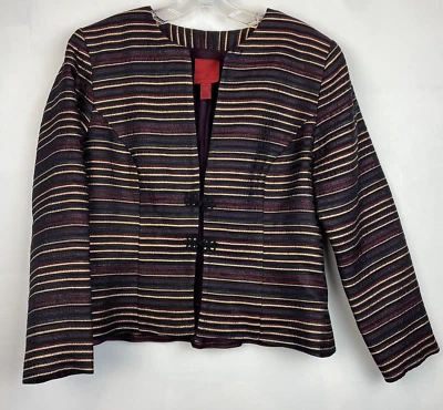JS Collections Womens Blazer Sz 10 Evening Event Jacket Striped Metallic Party - Image 1 of 4