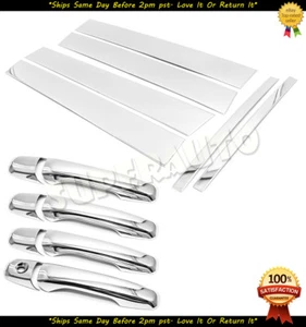 For 2011-2014 Ford Edge Polished 6pcs Door Pillar Trims+8pcs Chrome Handle Cover - Picture 1 of 2