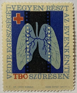 RARE HUNGARY CINDERELLA MNH STAMP TAKE PART IN THE YEAR-ROUND TUBERCULOSIS  - Picture 1 of 2