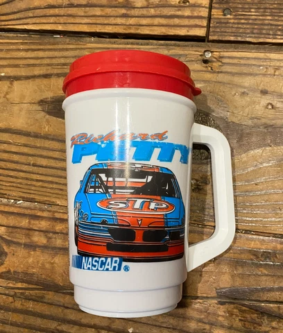 Lot of two (2) RARE Vintage NASCAR Richard Petty Insulated Travel Mugs - Aladdin Cover
