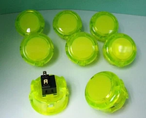 Japan Sanwa Crystal Buttons x 8 pcs OBSC-30 Clear Yellow Color Video Game Parts - Picture 1 of 6