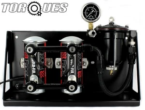 AN-6 Twin Facet Red Top Fuel Pumps/ Manifolds/ Malpassi Regulator (RHS) Black - Picture 1 of 8