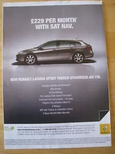 RENAULT LAGUNA SPORT TOURER DYNAMIQUE DCI 110 2008 ADVERT A4 FILE 44 - Picture 1 of 1