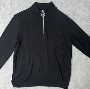 Michael Kors Damen Schwarz Langarm Mode Sweatshirt Gold MK Logo Reißverschluss (M) - Bild 1 von 11