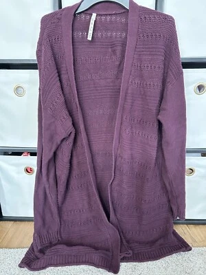 Женский свитер Leo & Nicole XXL 2XL 2X темно-фиолетовый длинный вязаный открытый - Изображение 1 из 4