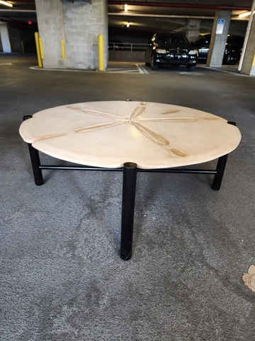 1980's Fiberglass Sand Dollar Beach House Coffee Table Cover