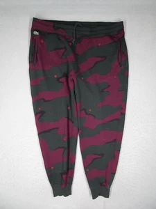 Lacoste Live Joggers Mens 2XL XXL Purple Camo Sweatpants Tapered Roses 37x28 - Picture 1 of 8