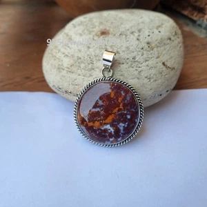 Stunning Red Moss Agate Gemstone 925 Sterling Silver Handmade Pendant PG3902 - Picture 1 of 5