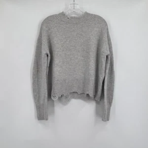 Helmut Lang Womens Blue Cashmere Wool Mock Neck Destroyed Hems Sweater Sz XS - Picture 1 of 8