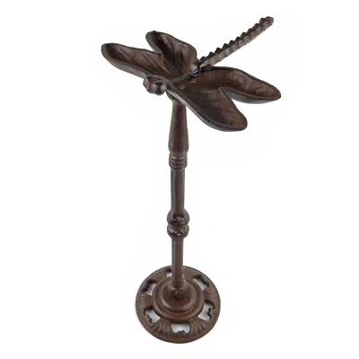Alimentador de pájaros libélula de hierro fundido de metal decoración de jardín independiente 16,5 pulgadas de alto Foto 1 de 4