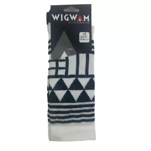 NWT WIGWAM Socks Size Large Men 9-12 / Womens 10-13 Black & White Geometric - Picture 1 of 2