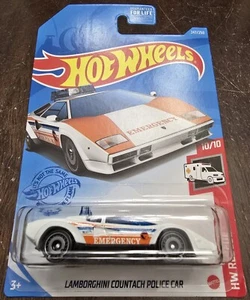 Hot Wheels 2021 Treasure Hunt Lamborghini Countach Police Car White HW Rescue - Picture 1 of 4