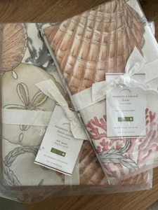 POTTERY BARN MONTEREY COASTAL FULL QUEEN BETTBEZUG + 1 Euro Schein Seepferdchen Koralle - Bild 1 von 2