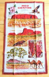 NEW Vintage Australian Souvenir Pure Linen Tea Towel RED CENTRE by Heil 18x31.5 - Picture 1 of 3