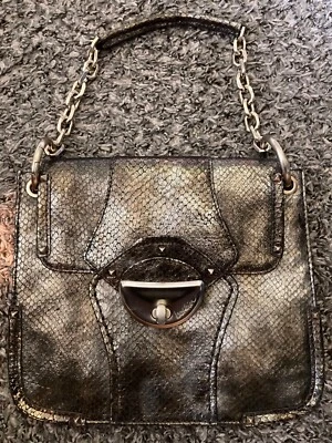 BOTKIER Met. Python Emb. Bolso de Mano LTR Acentos Dorado Mate - Usado - Excelente Estado Foto 1 de 4