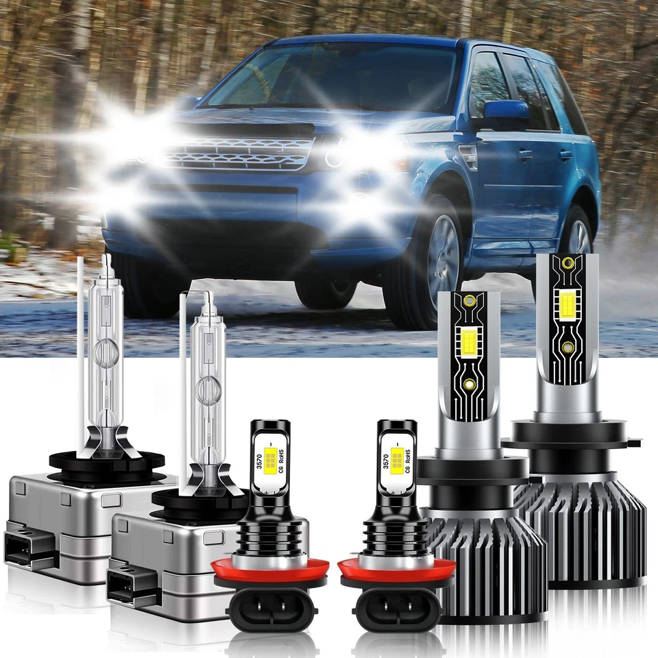 Para Land Rover LR2 2008-2009 HID LED Faro Bombilla Alto Bajo + Kit de Luz Antiniebla 6500K Foto 1 de 4