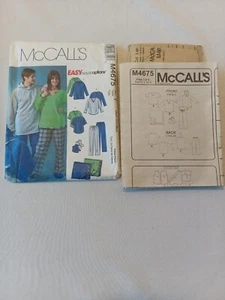 McCALL'S 4675 MISSES & HERREN Hoodie Oberteil PYJAMA & DECKE MUSTER UNGESCHNITTEN-XS-S-M - Bild 1 von 6