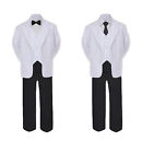 Formal Black & White Suit Set Black Bow Necktie Vest For Boy Baby Toddler Teens