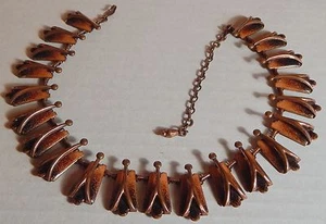 COLLAR MATISSE VINT COBRE DORADO ESMALTE NEGRO FIRMADO MEDIADOS DE SIGLO - Imagen 1 de 3