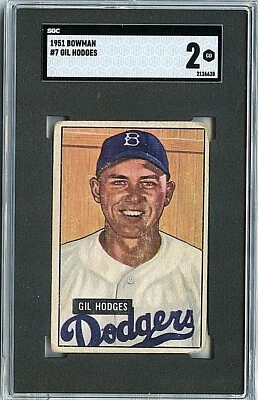 1951 Bowman Gil Hodges Brooklyn Dodgers #7 ⭐️💥🎯 SGC Graded 2 - Image 1 of 2