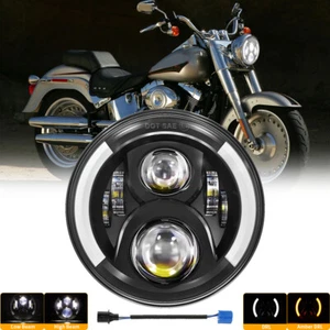 Faro LED de 7 pulgadas haz alto/bajo DRL señal de giro para Softail FatBoy Road King - Imagen 1 de 8