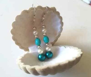ORECCHINI PERLE D'ACQUA DOLCE E PERLA SWAROVSKI CON TURCHESE NATURALE E ARGENTO - Foto 1 di 14