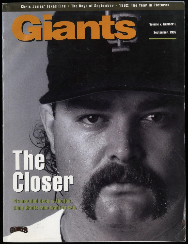 SEPTEMBER 1992 SAN FRANCISCO GIANTS PROGRAM MAGAZINE, ROD BECK, WILL CLARK - Image 1 of 1
