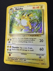 Raichu 014/102 Base Set Holo Vintage Pokemon Card HP Muy Jugado - Imagen 1 de 2
