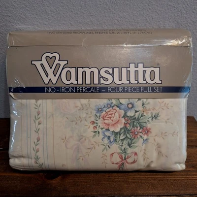 Wamsutta 4 Piece Full Set No-Iron Percale 180 Thread Count Trellis Bouquet  - Image 1 of 4