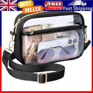 Bolso Bandolera PVC Transparente Impermeable Transparente Bolso Deportivo Pecho (Negro) - Imagen 1 de 7
