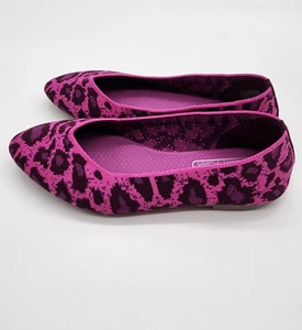 Skechers Women’s 6 Ballet Flats Memory Foam Pink Leopard Print Casual Shoes - Picture 1 of 5