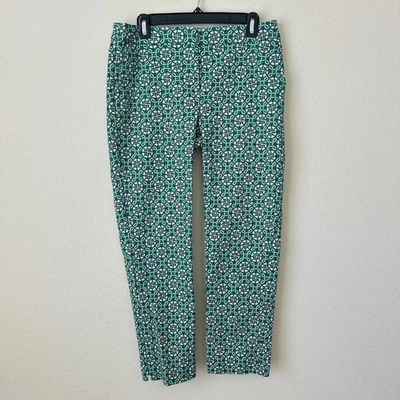 Boden Pants Womens 8R Green Nautical Geometric Print Mid Rise Richmond Trousers - Image 1 of 4