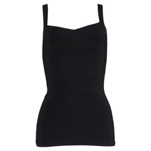 Herve Leger Square Neck Bandage Top In Rayon Women Black Xs - Picture 1 of 6