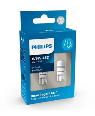 Philips Ultinon Pro6000 W5W LED Road Legal light bulbs NEW 11961HU60X2 - Image 1 of 3