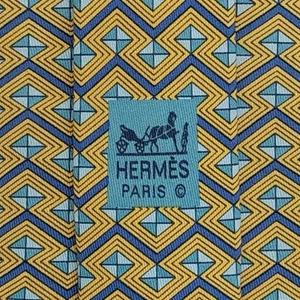 Neuwertige HERMES Herren Krawatte Krawatte Seide 7667 TA geometrisches Rautenmuster mehrfarbig - Bild 1 von 5