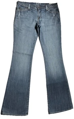 Jeans 575 Denim Azul Botón Penny Envejecido Bootcut Acampanado 32 (32”w, 8”r, 35”i) Foto 1 de 4