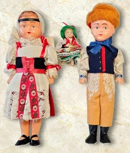 VINTAGE Czech Collectible 12" Boy, Girl - 4" Keychain Child Rubber Doll Lot - Picture 1 of 6