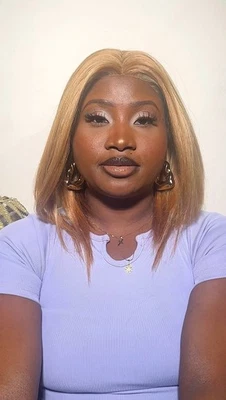 Прямой парик 11 дюймов 4X4 ручной вязки кружевной спереди, клубничная блондинка, BLT-0103 - Изображение 1 из 4