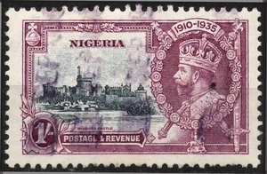 SG33 Sn:#37 used 1935 1s NIGERIA Windsor Castle  Silver Jubilee of King George V - Picture 1 of 2