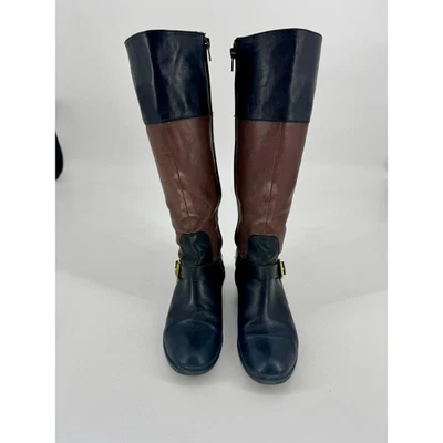 Ralph Lauren Melanie Black and Brown Leather Riding Boots 6.5 - Image 1 of 4