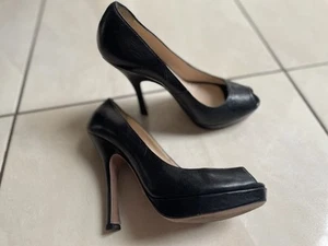 Prada Peep Toe Heels Sandalen * Gr. 37,5 38 Plateau Schuhe - Imagen 1 de 6