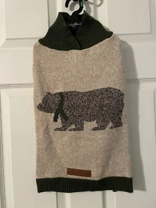 Eddie Bauer Pet Apparel Cozy Dog Sweater Forest Green Bear Large 35-65 lbs NWT - Picture 1 of 5